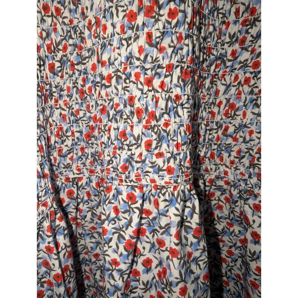 J.Crew Smocked Midi Meadow Dress in Poppy Womens XL Floral Cotton Puff Sleeve‎ - Picture 11 of 14